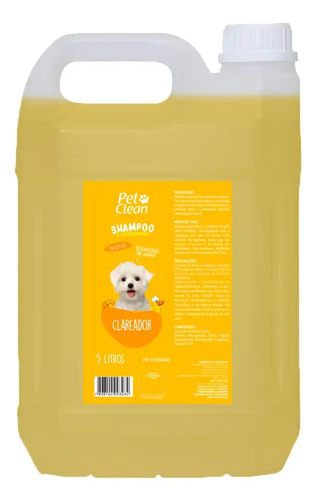 Pet Clean Shampoo Profissional 5l Pet Shop E Banho Tosa Fragrância Clareador