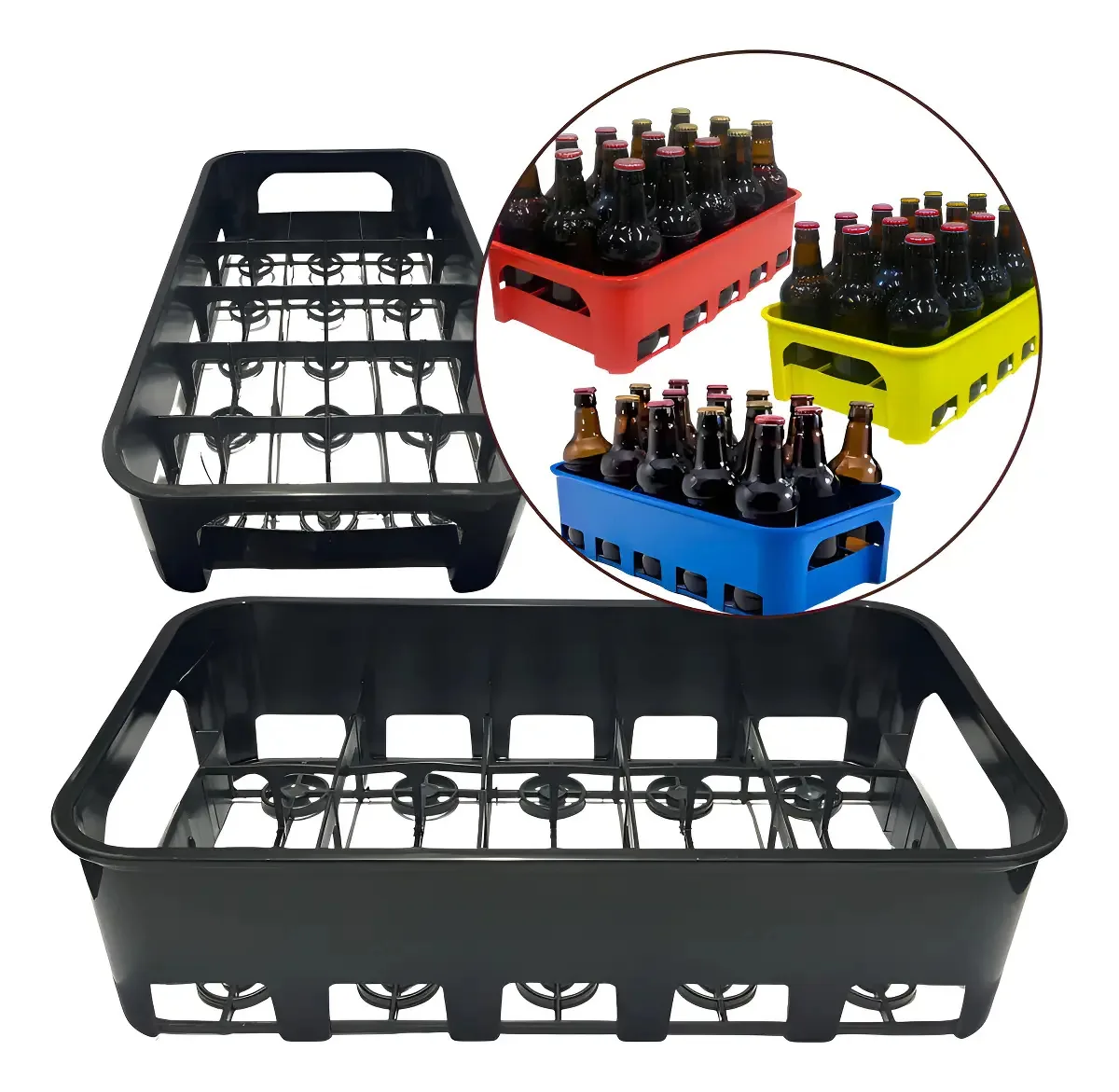 Kit 3 Engradado Para 300ml Retronavel Romarinho - 15 Baias Cor Preto