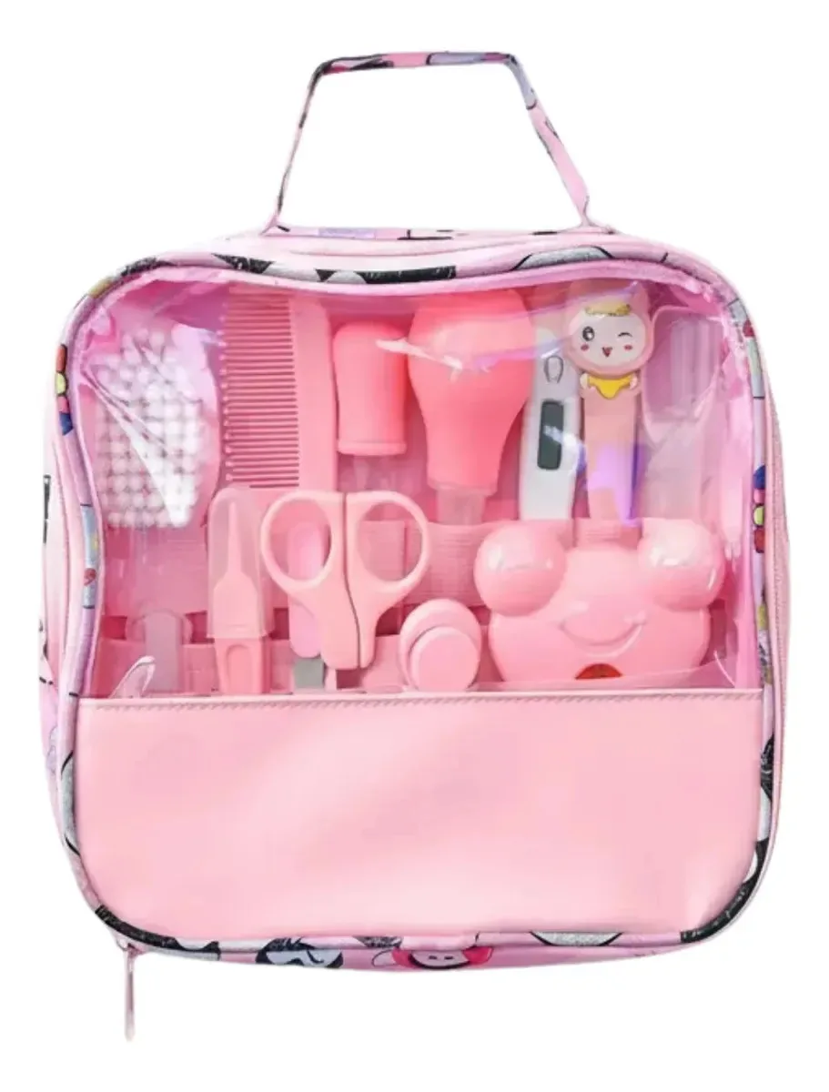 Kit Higiene Bebê Recém-Nascido 13 Peças com Estojo de Higiene e Cuidado Completo Inclui Escova Pente Cortador de Unhas Lixa Tesoura Aspirador e Termômetro Ideal para Uso Diário desde o primeiro dia...