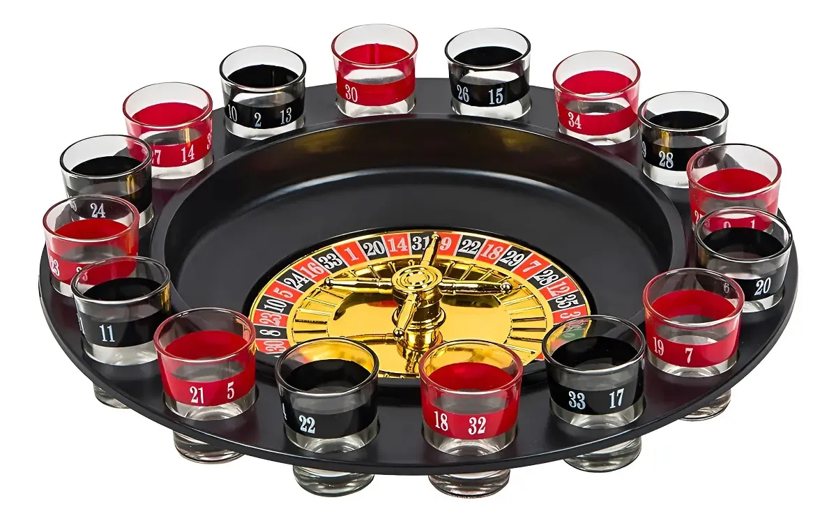 Jogo de roleta com copos, bebendo, jogo de tabuleiro