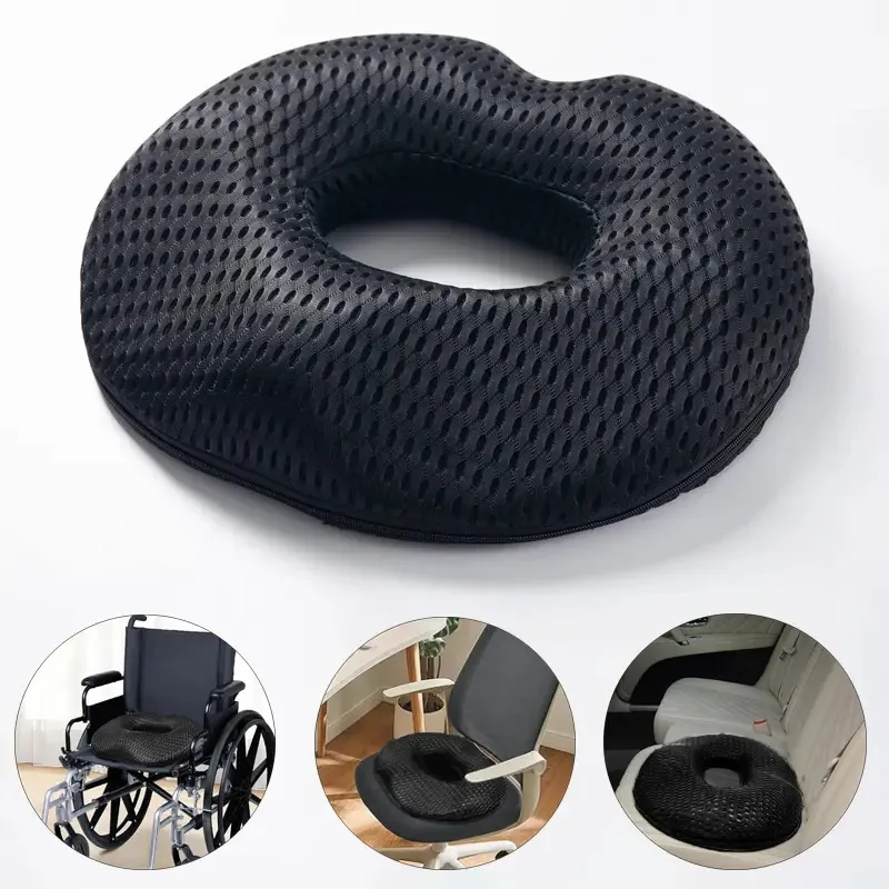 Almofada viscoelástica para hemorróidas, almofada ortopédica de espuma viscoelástica para aliviar dores lombares e ciática, almofada de donut para cóccix, assento para hemorróidas para casa