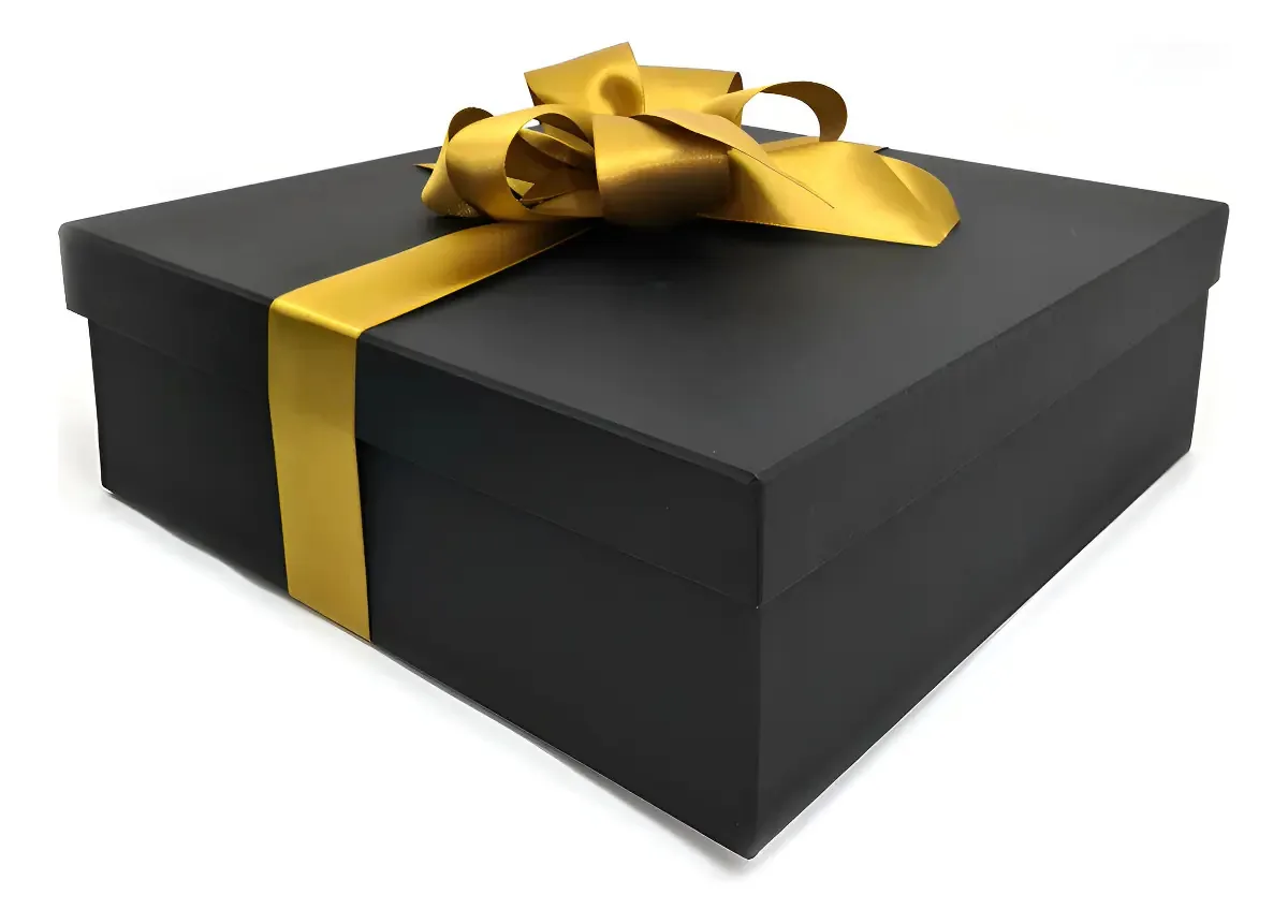 Caixa De Presente 25x25x10 Dobravel Preta Casamento Padrinho Preto-laço