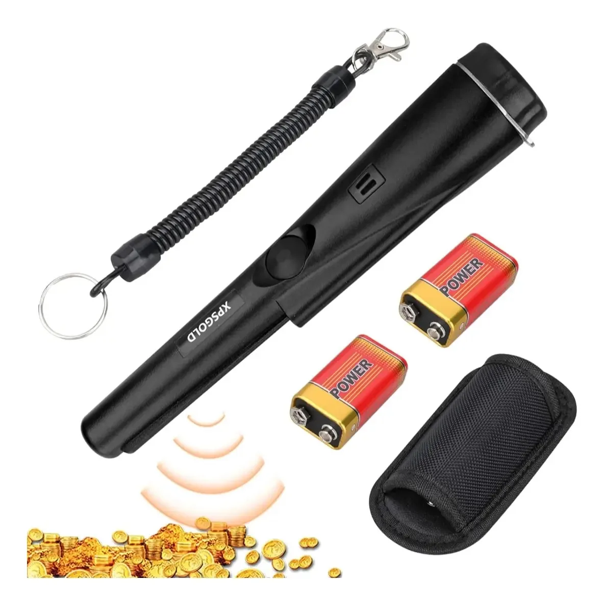 Detector de metais Pinpointer Gold Pointer Treasure Rings cor preta