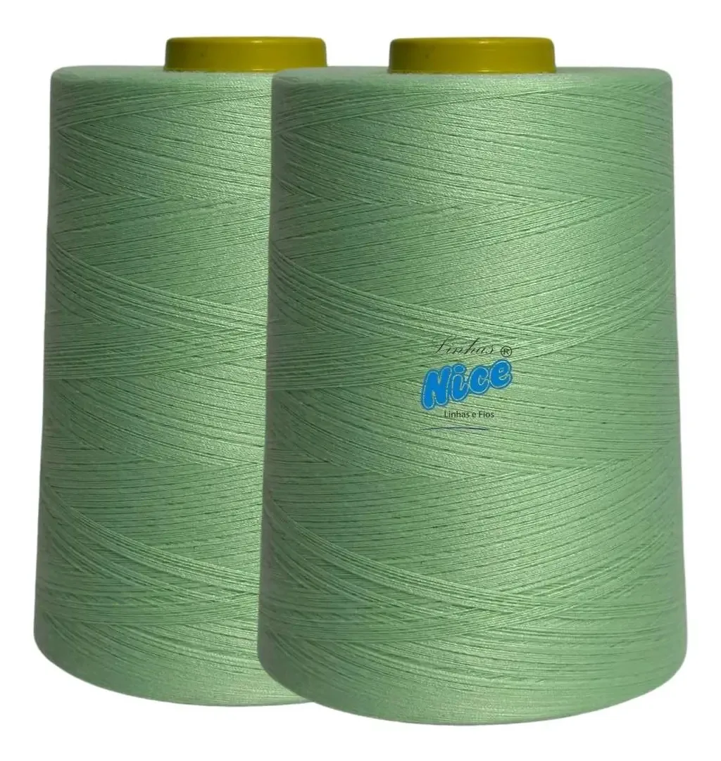 Linha de Costura para Máquina Kit 2 Cones Poliéster Menta e Preto