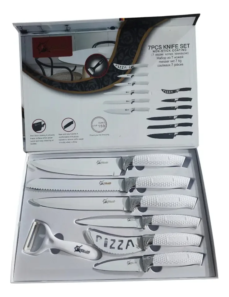 Conjunto de facas de cozinha, conjunto de facas Chef, 7 unidades, branco