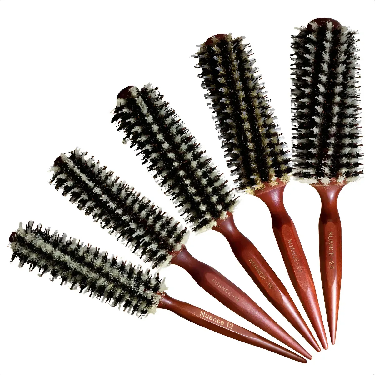 Kit 5 Escovas Modeladoras Espiral Cerdas Envelhecidas Nuance