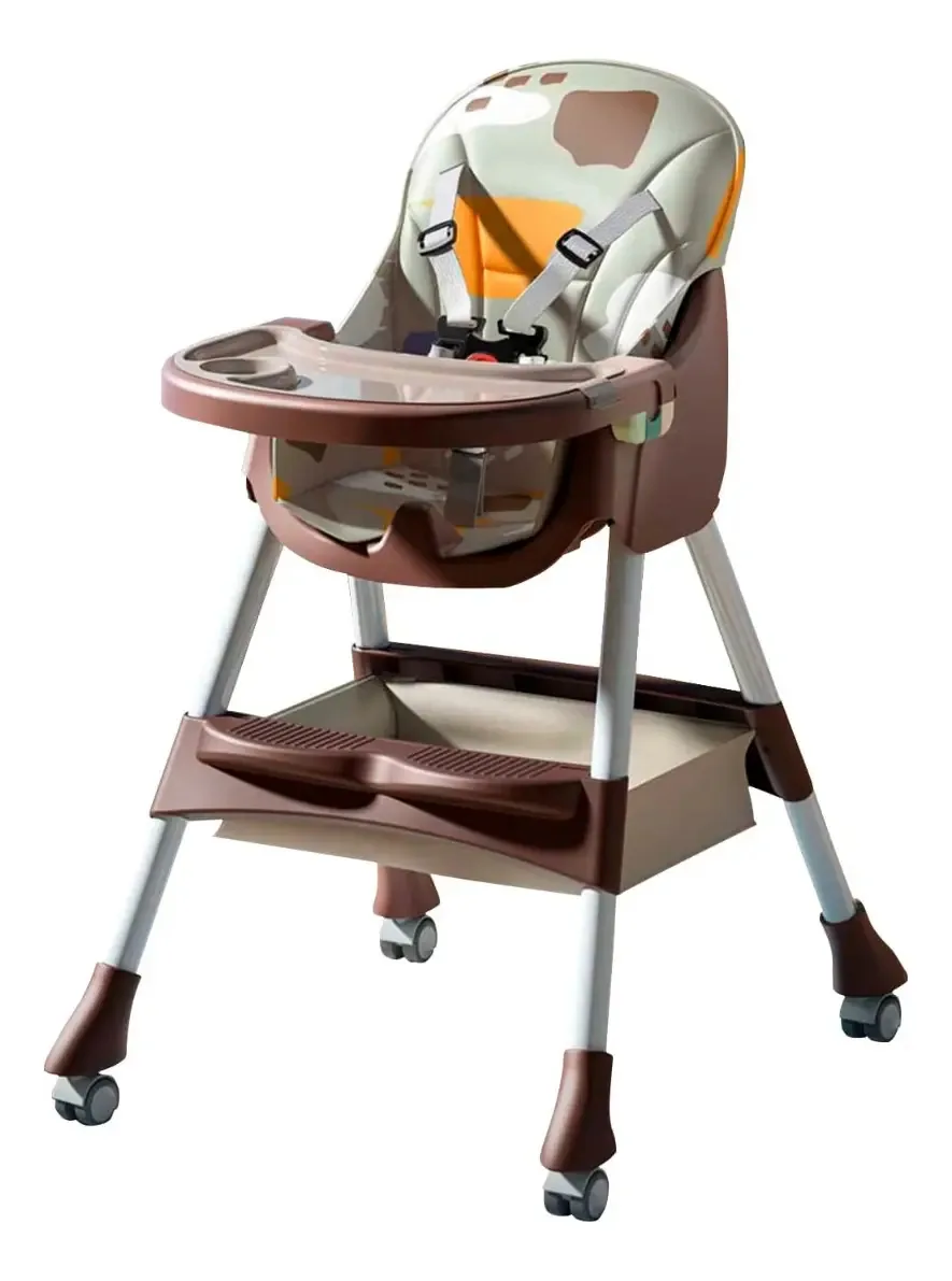 Cadeira de comer bebê multifuncional marrom