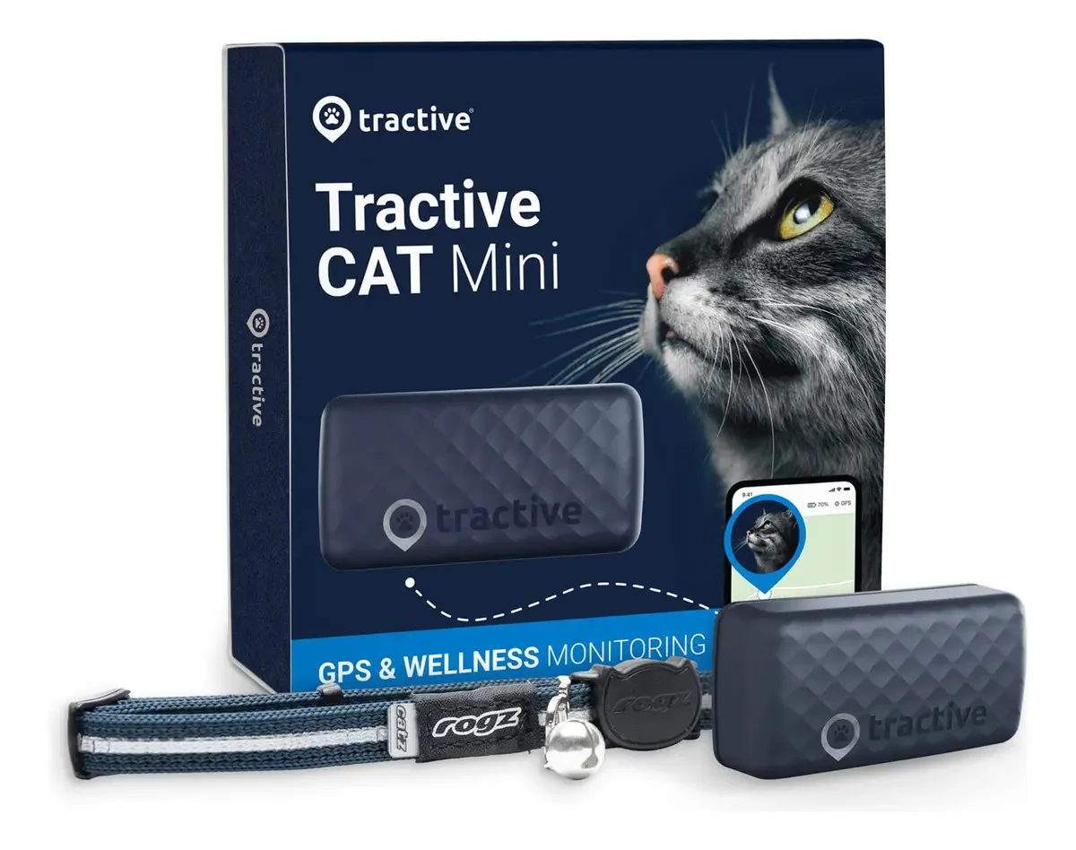 Tractive Mini Gps Pet Tracker Para Gatos - À Prova D'Água, Localização Gps & Rastreador de Atividade Inteligente, Alcance Ilimitado (azul meia-noite)