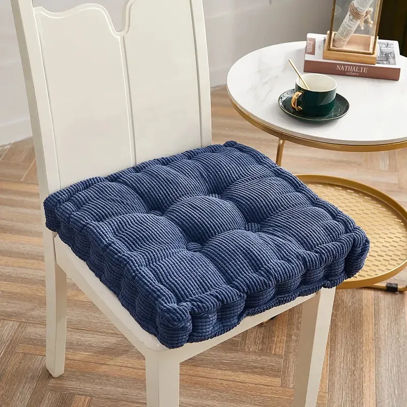 Almofada de cadeira quadrada extra grossa 45x45 cm - Almofada de assento azul escuro