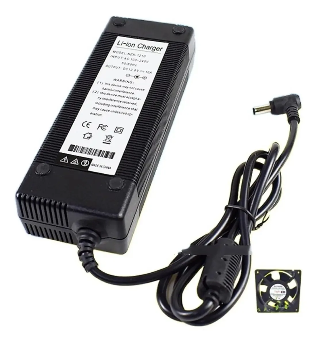 Ytmjpqqji Carregador De Bateria De Lítio 12.6v10a Carregador De 12v Carregador Inteligente De Íons De Lítio De Corrente Constante De 12.6v Com Ventilador
