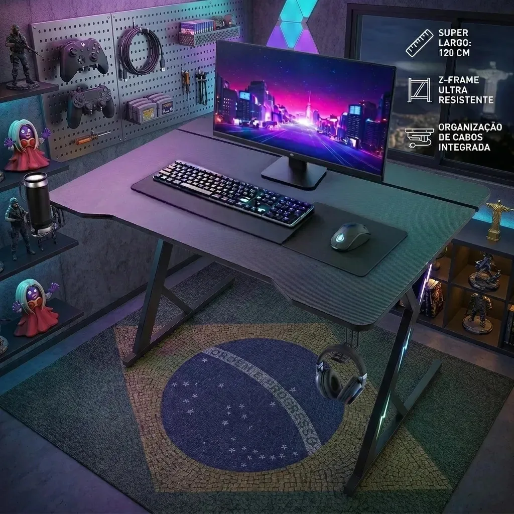 Mecolour Mesa 120x75CM Moveis Escritorio Escrivaninhas Mesa para jogos Com Led Preto