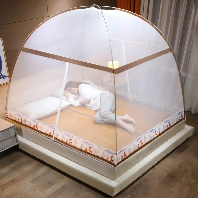 Cama mosquiteira Pabellon 1,8* 2* 1,5 m dobrável com 2 portas abaixo Sika Deer Coffee Color
