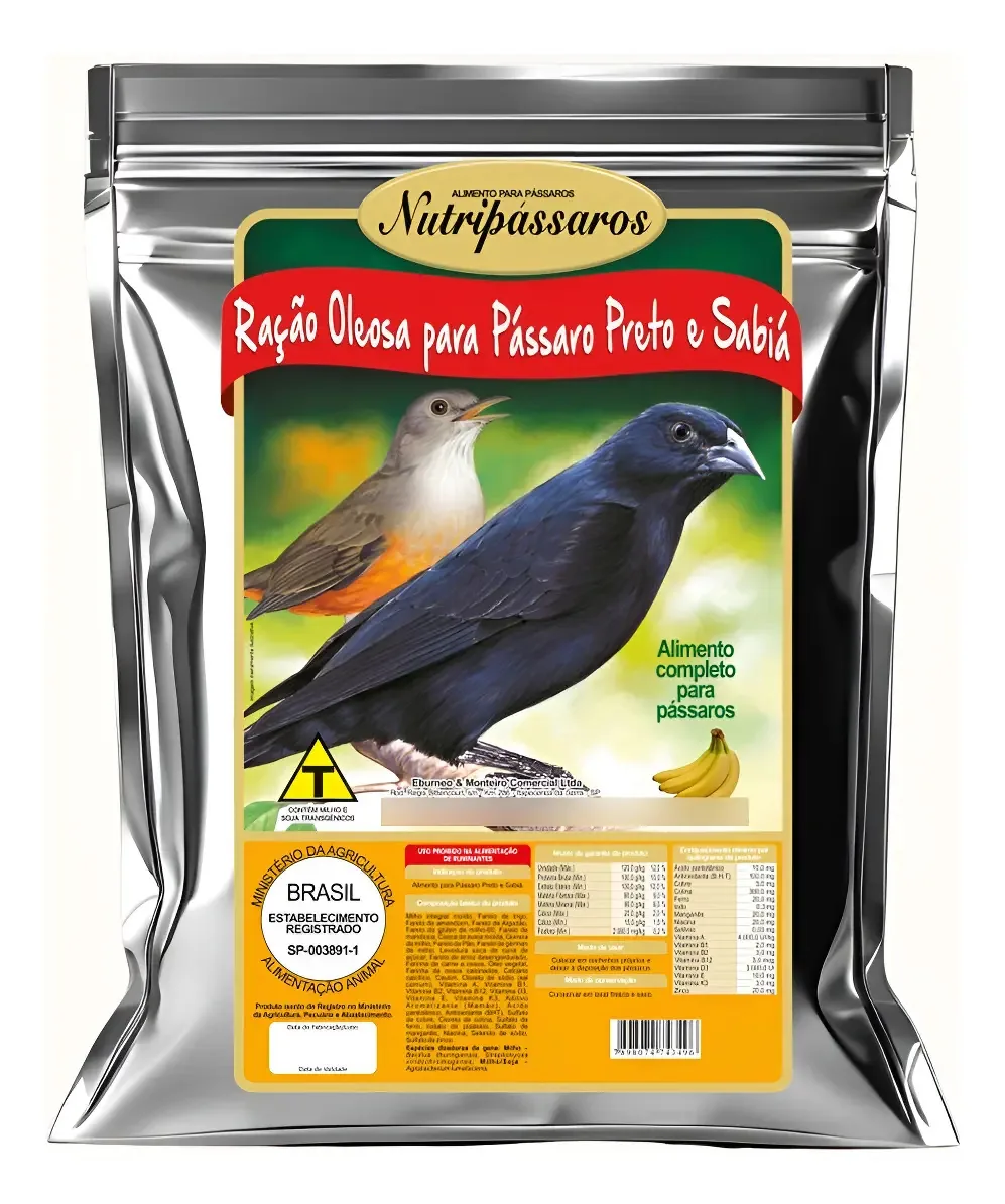 Ração Aves Nativas 5kg Extrusada Aroma Sabor Banana