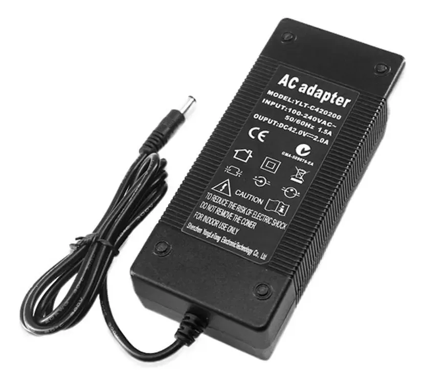 Carregador de bateria de lítio Yiogeqkwg 42v1.5a, carregador de scooter elétrico para carro, carregador de carro elétrico 42v2a