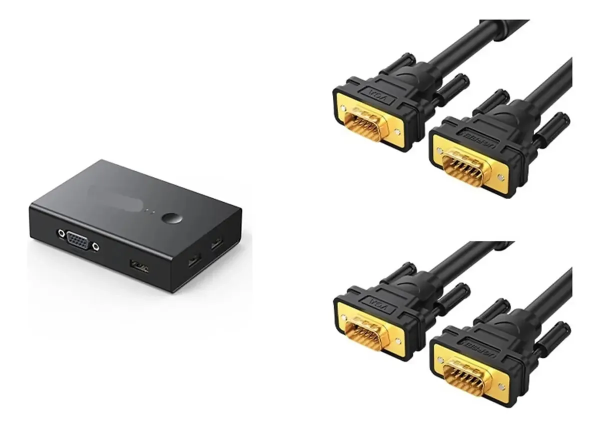 Switch Vga Duas Entradas E Uma Saída Kvm Mouse Compartilhado Teclado Monitor Impressora 4 Portas Usb Compartilhador (cor : Vga Cable2 Set)