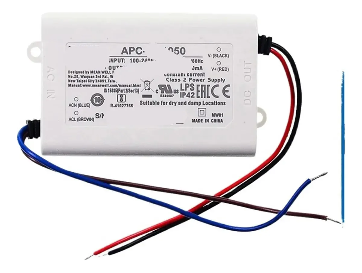 Apc-25-350 Apc-25-700 25w 350ma 700mA AC-DC Driver de LED de corrente constante Classe 2 Unidade Caixa de plástico adequada para lâmpadas LED de 25w Cor: Entrada 90-264vac, tamanho: Apc-25-700