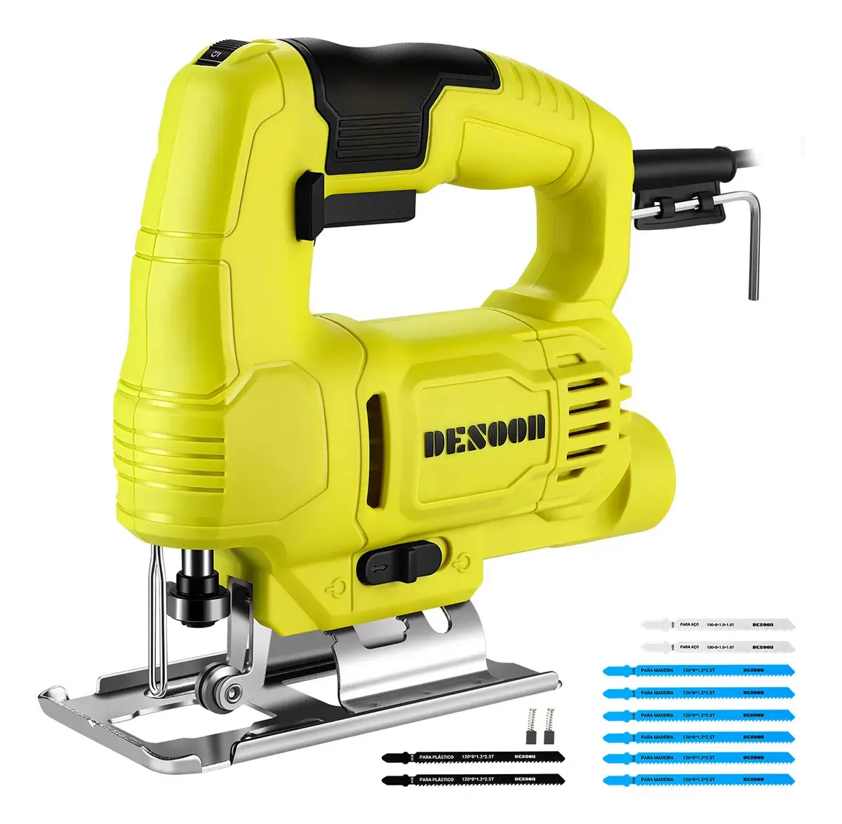 Serra Tico Tico 550w Com 6 Velocidades Variáveis 3000rpm Ângulo De Inclinação 45° Função Soprador 10 Lâminas Serra Corte De Madeira Metal E Plástico 220v Desoon