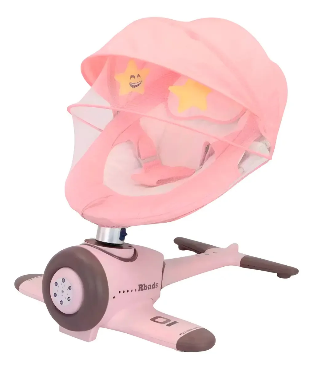 Cadeira de balanço elétrica Avioncito Baby Safebaby Bluetooth rosa