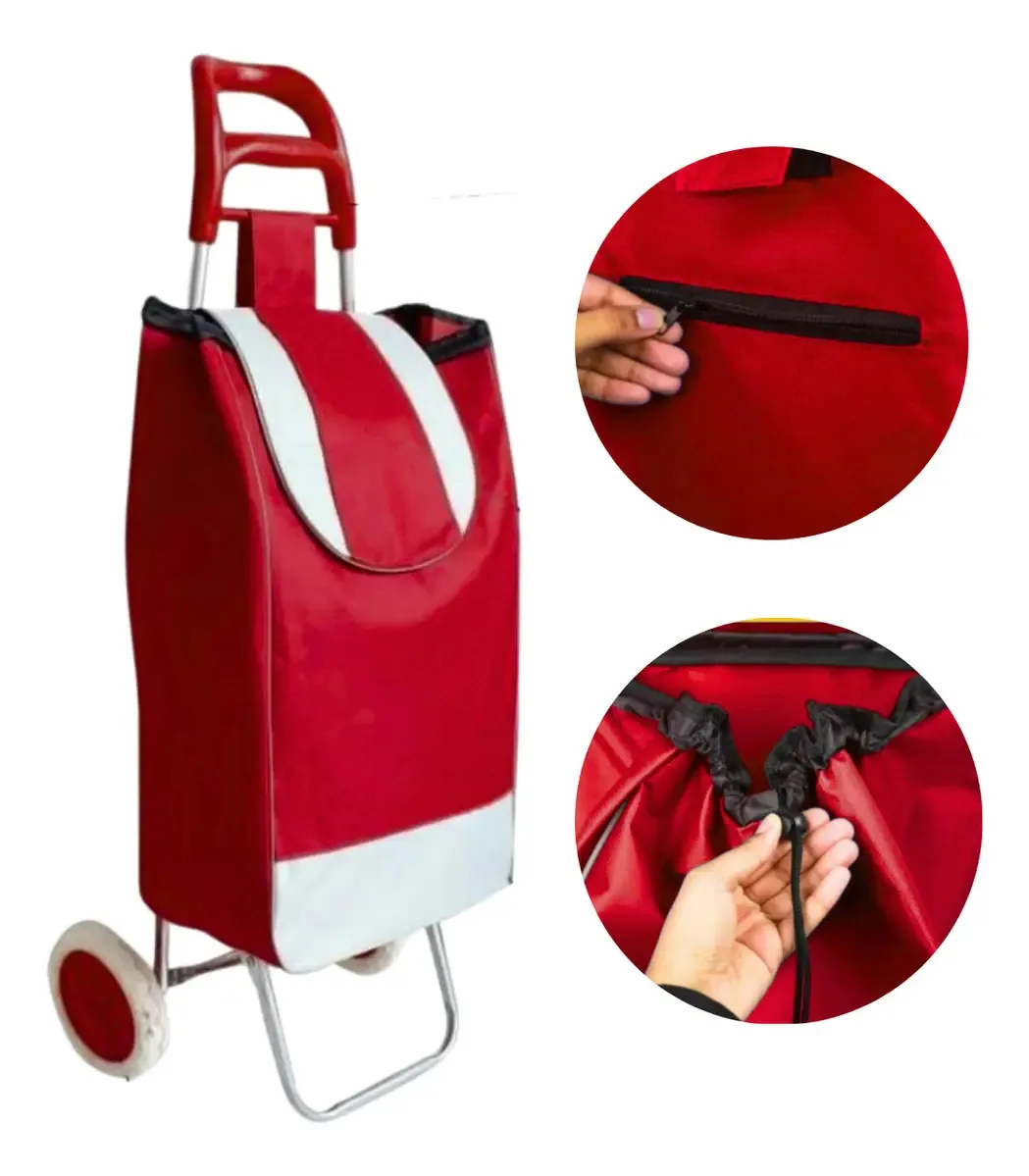 Carrinho Com 2 Rodas Dobrável De Mão Multiuso Compras Feira Cor Vermelho