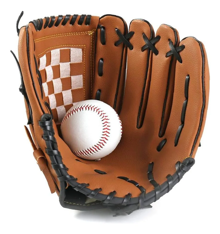 Eelabper 1 Luva Profissional de Beisebol e Softbol com Couro Sintético Sólido e Macio para Crianças e Adultos (marrom, 12.5 Polegadas)