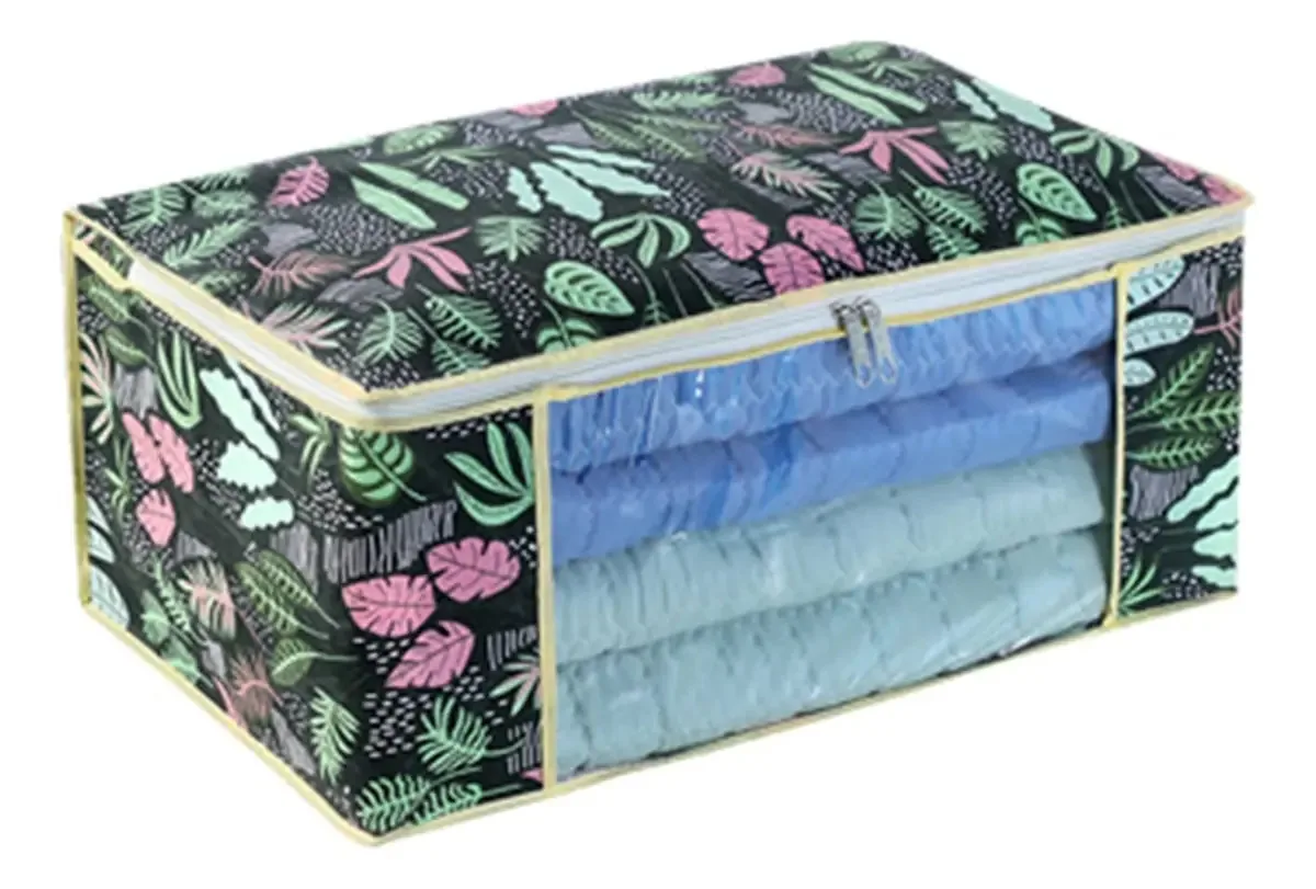 Bolsa De Armazenamento De Edredom De Grande Capacidade, Contêineres De Armazenamento De Roupas Com Alça Reforçada, Contêiner De Armazenamento Dobrável, Zíper Resistente, Janela Transparente,...