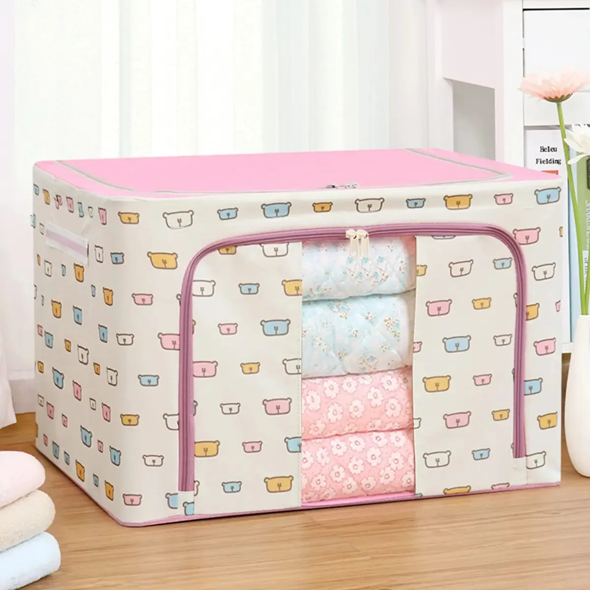Bolsa de Armazenamento de Roupas de Grande Capacidade Bienka, Organizador de Armário com Contêiner de Armazenamento Dobrável com Janela Transparente, Para Roupas, Cobertores, Edredons, Roupa de...