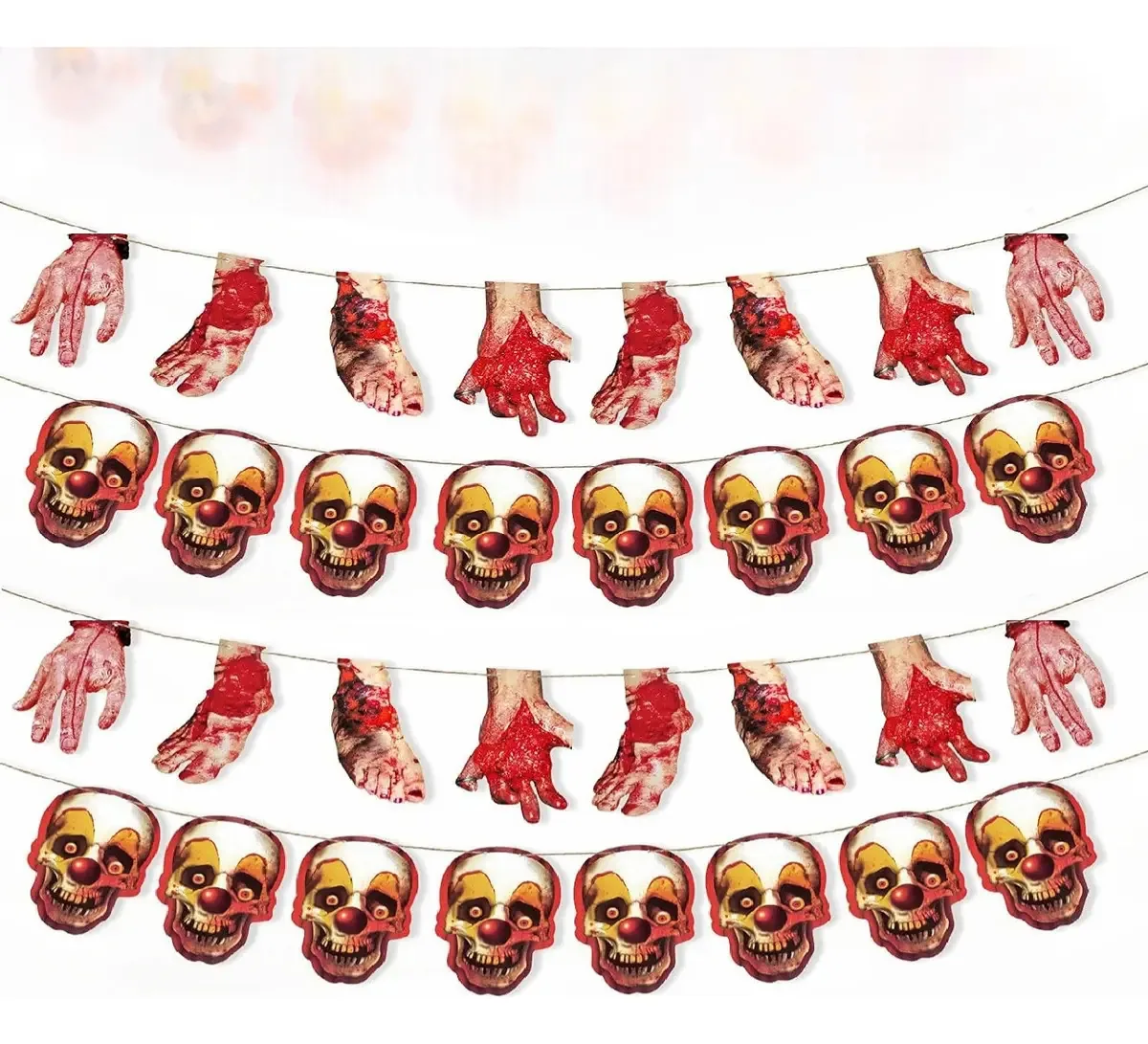Pacote de 4 guirlandas de banner de Halloween, enfeites aterrorizantes de Halloween