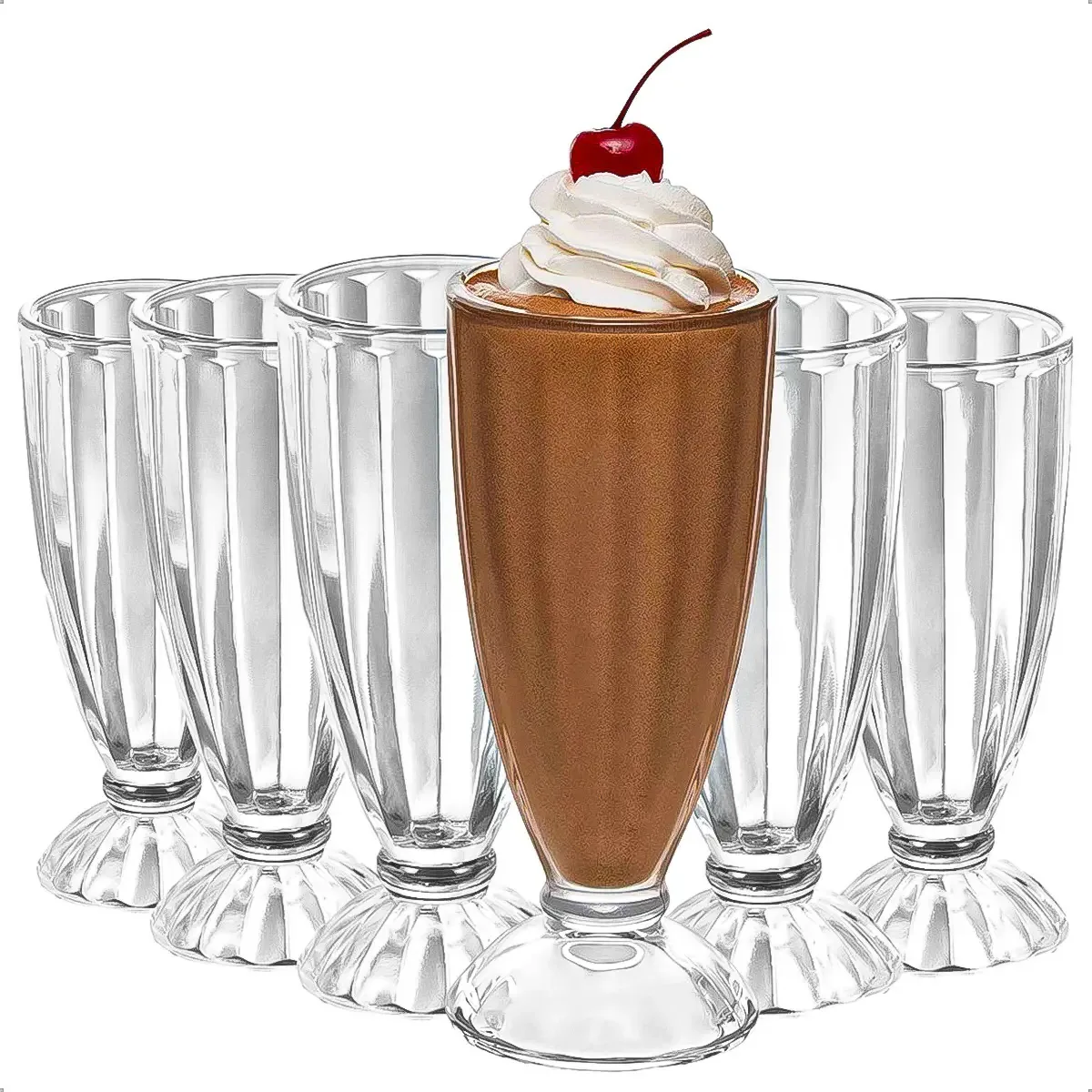 Conjunto de 6 copos de vidro, copos de sobremesa, copos de sorvete de 325 ml, copos de sobremesa Arcashopping, copos de suco de vidro, copos de batido de vidro, copos de vidro altos