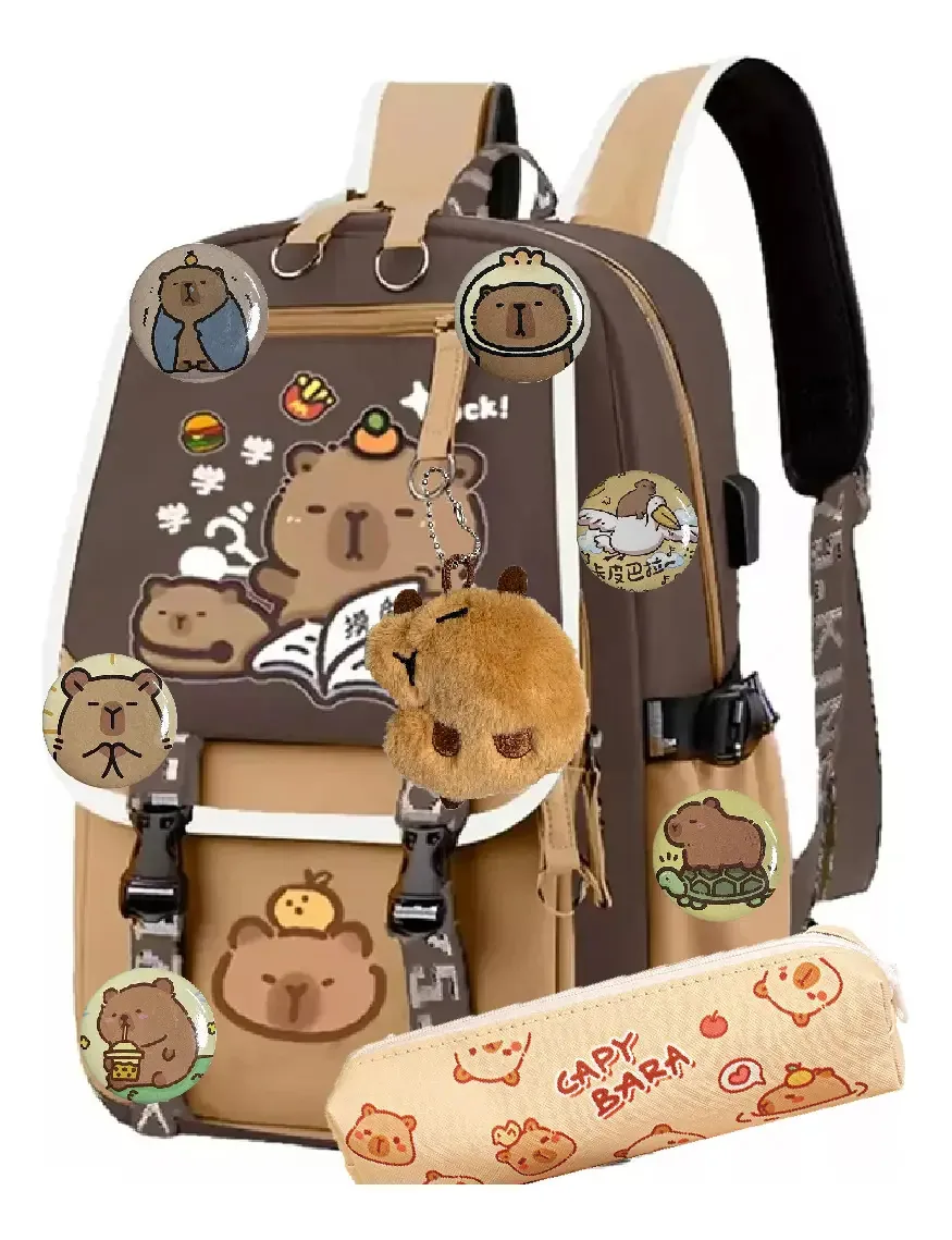 Mochilas escolares Capibara 2025, mochilas infantis, mochila feminina, presente para meninas, mochila escolar Capibara Fun para crianças, mochilas Orig Youth para crianças D