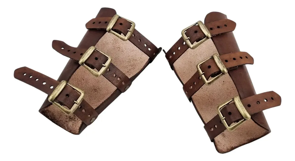 Braceletes De Couro Para Cosplay Com Fivela Ajustável