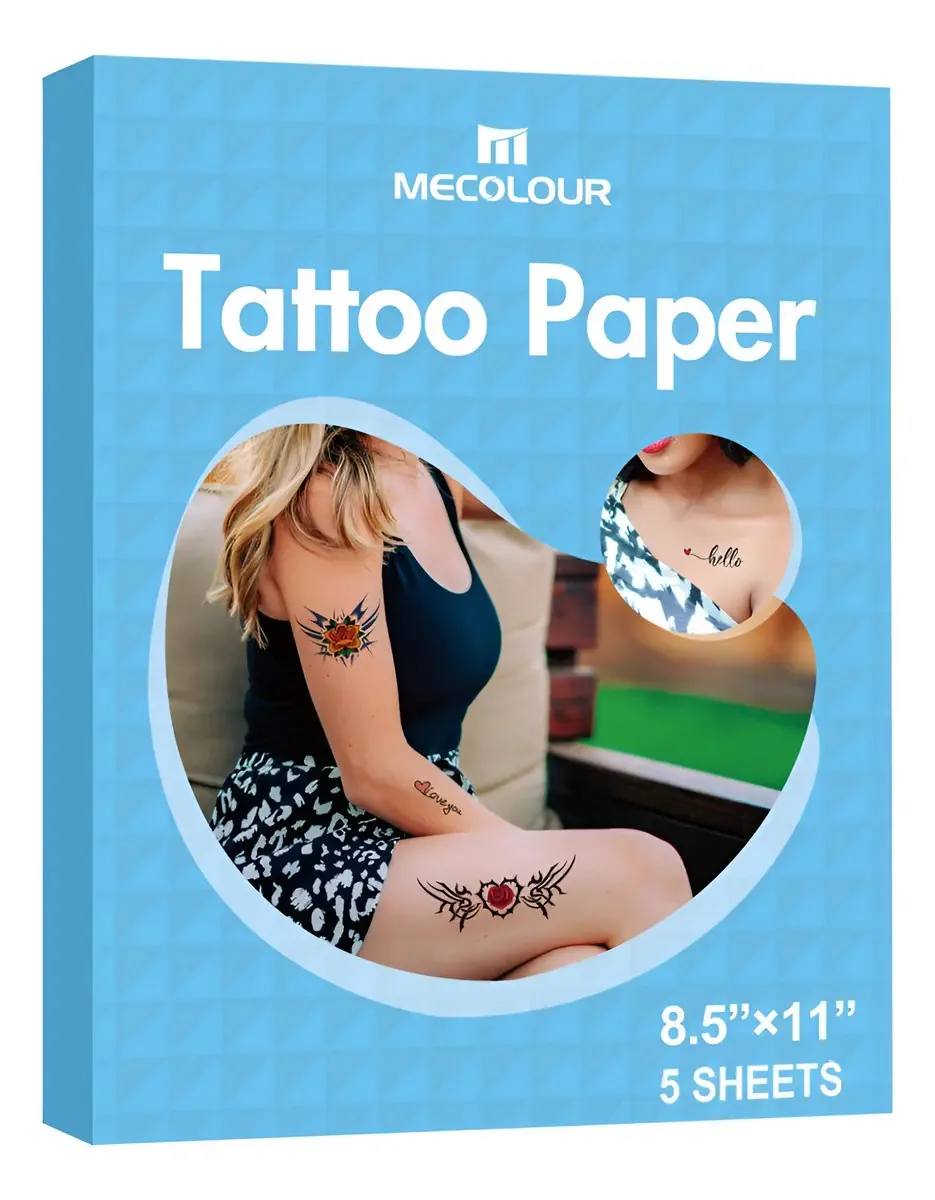 Tatuagens temporárias, papel para tatuagens falsas imprimíveis, 5 folhas, cor laser branca