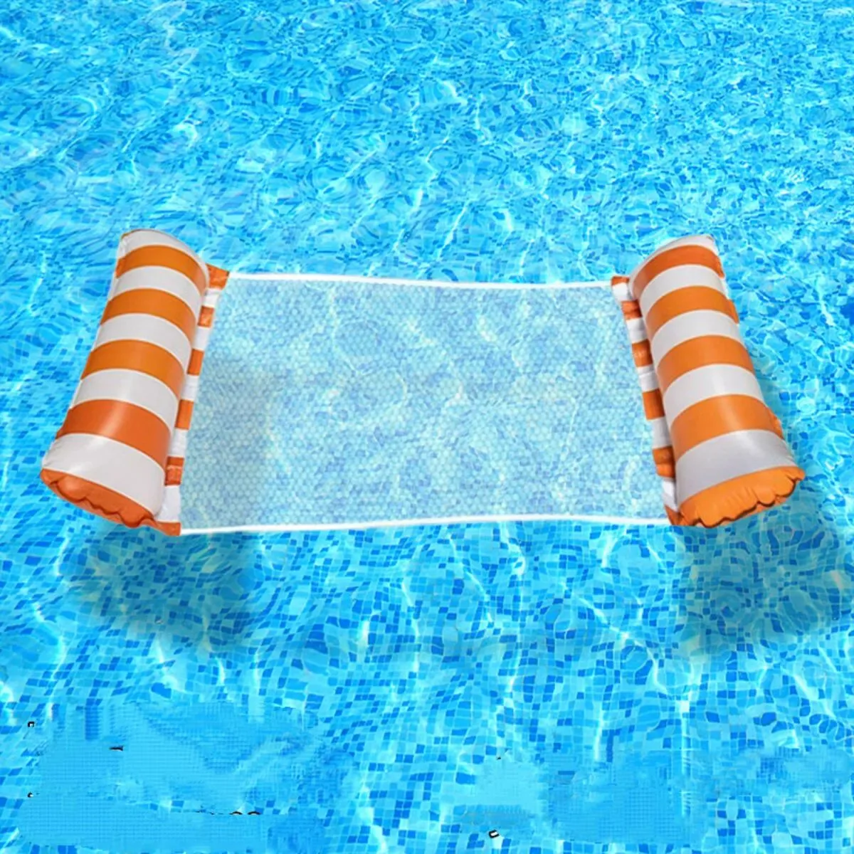 Piscina inflável flutua em brinquedos aquáticos cor listra-laranja