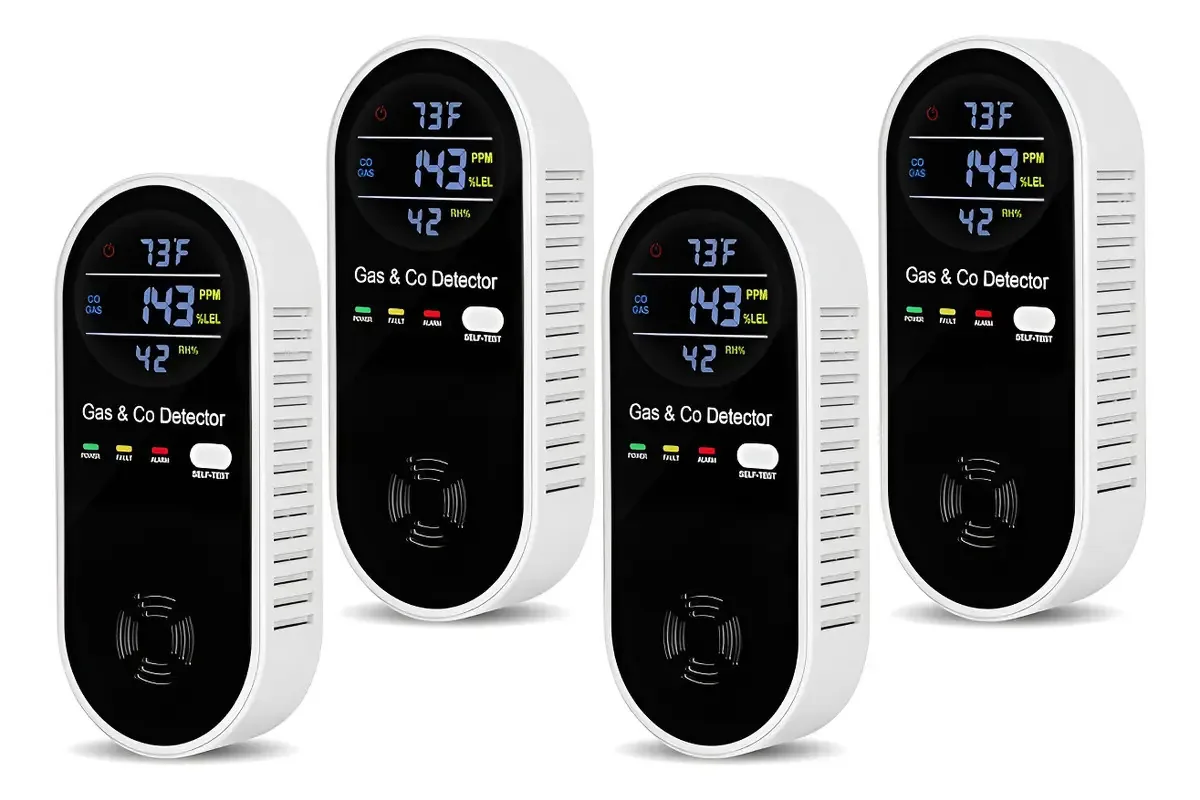 Detector de gás e monóxido de carbono com alarme visual