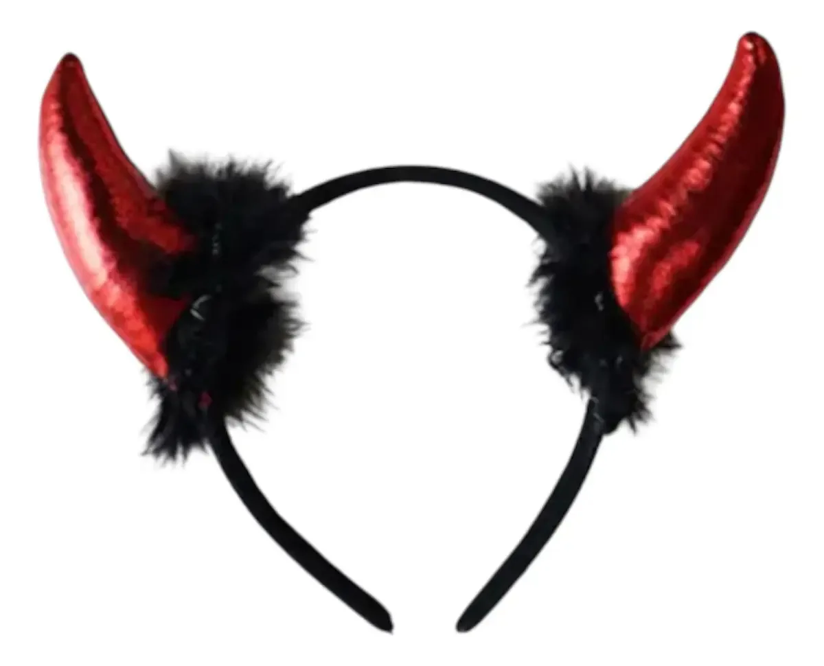 Tipa/faixa de Halloween X3 Diablita com chifres, cor vermelha