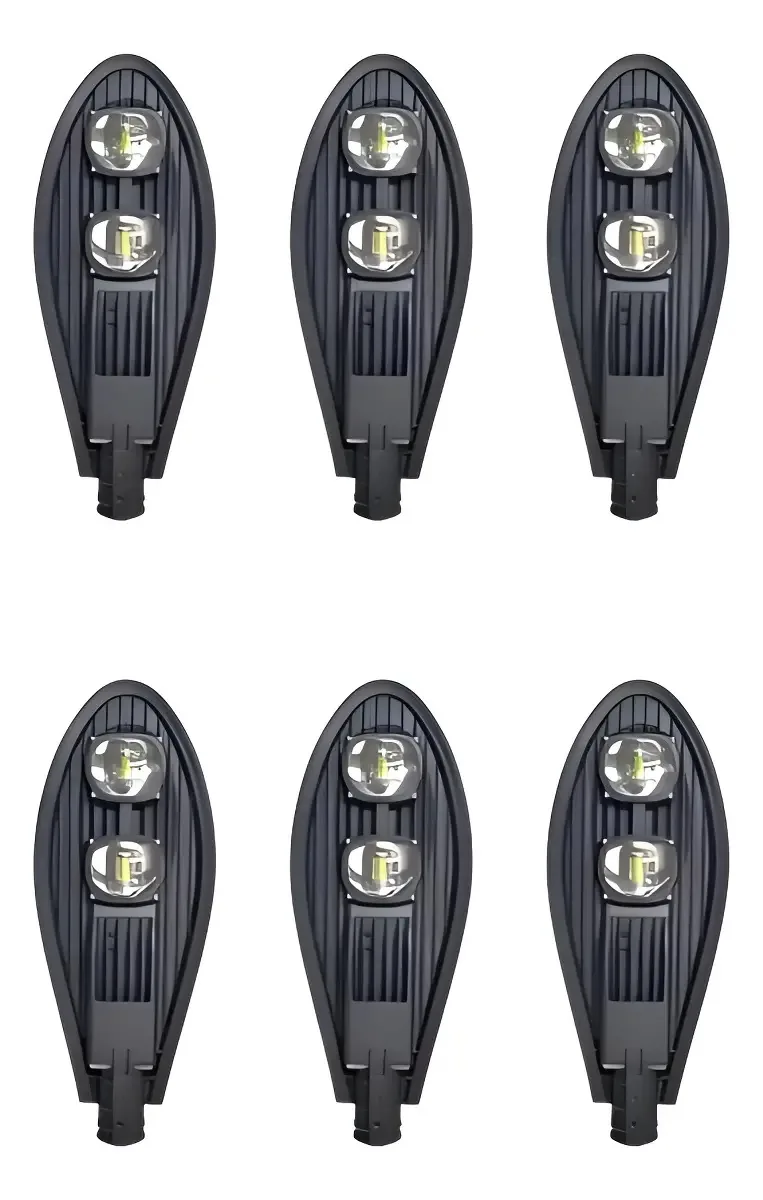 Kit 6 Refletores LED Techstore 100W Bivolt IP67 10000 Lumens Preto