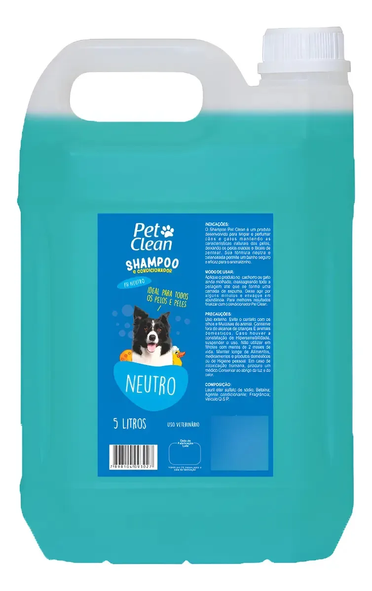 Pet Clean Shampoo Profissional 5l Pet Shop E Banho Tosa Fragrância Neutro