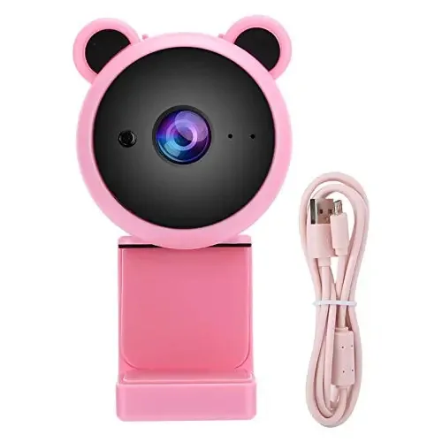 Webcam Yunir 1080p, câmera digital USB HD para computador, gravação de vídeo, webcam, microfone embutido para transmissão ao vivo (rosa)