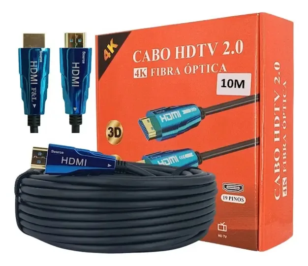 Cabo Hdmi 2.0 Fibra Optica 4k 10 METROS - Hdmi 4k