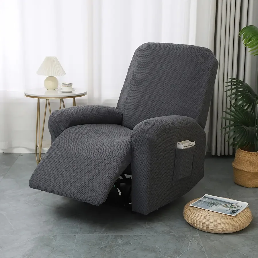 Capas Elásticas Reclináveis Para Sofás, Capas De Poltrona Cor Cinza-escuro