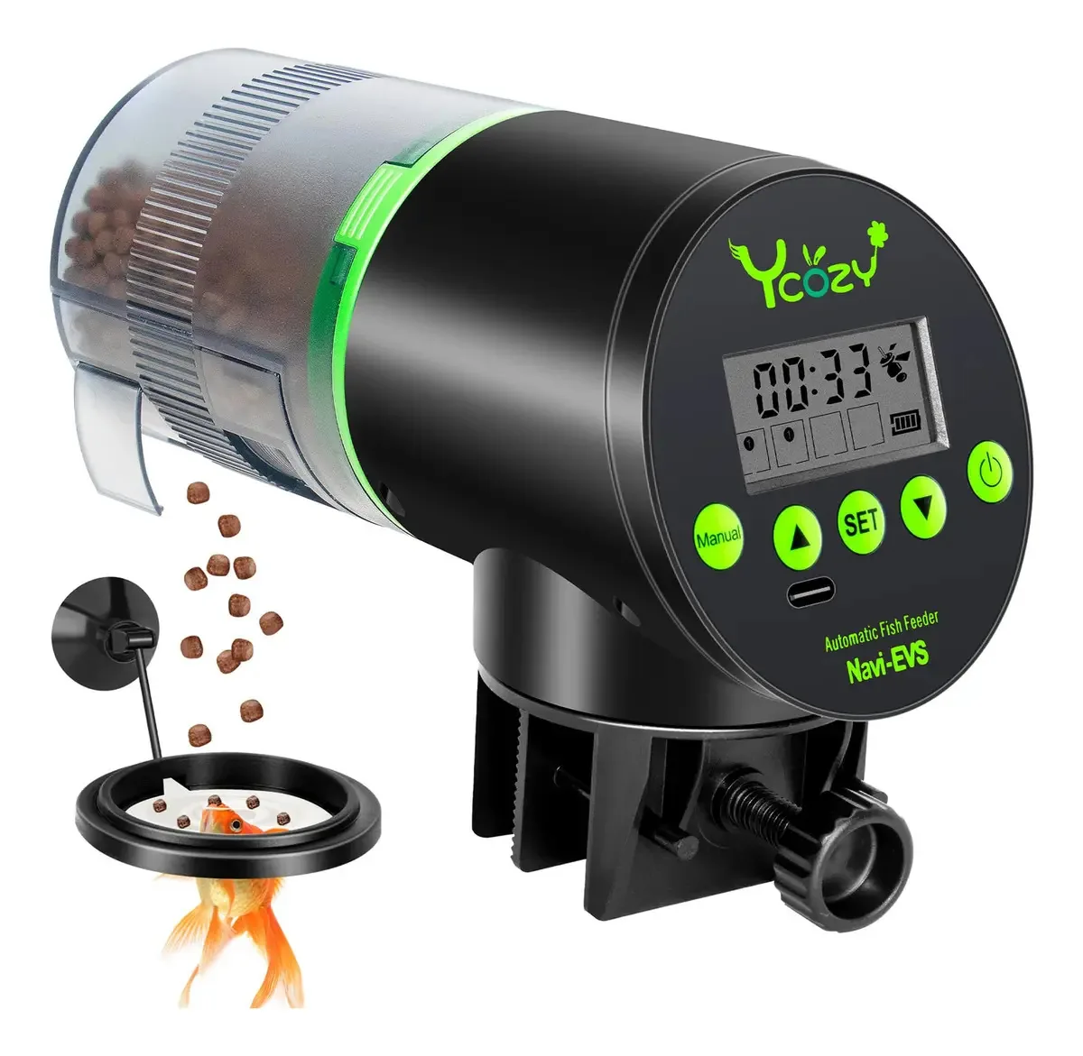 Alimentador automático de peixes com temporizador e LCD