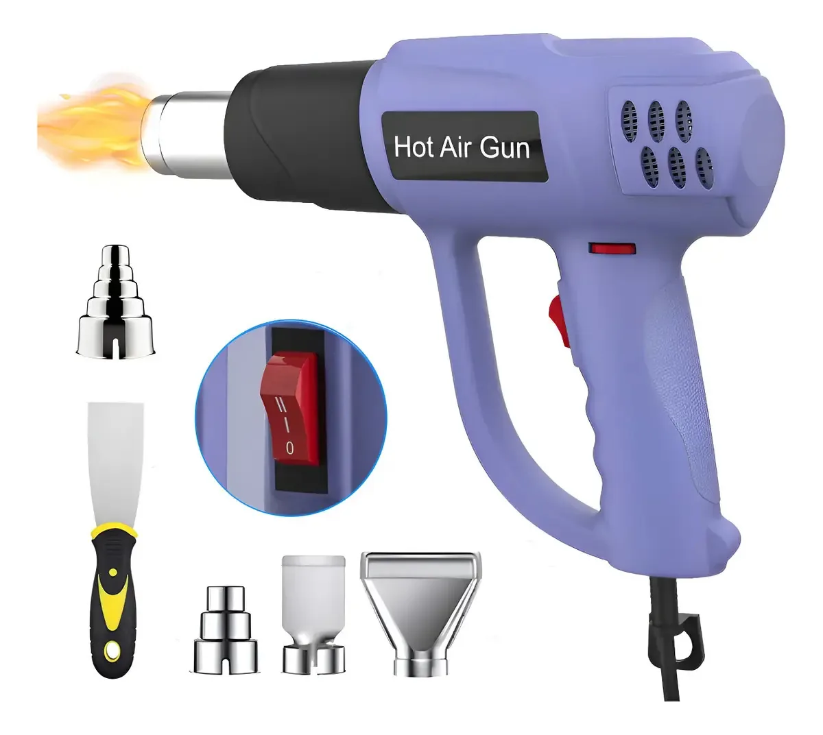 Pistola Elétrica Calor Temperatura Ajustável 1300w Roxo Cor Lavanda