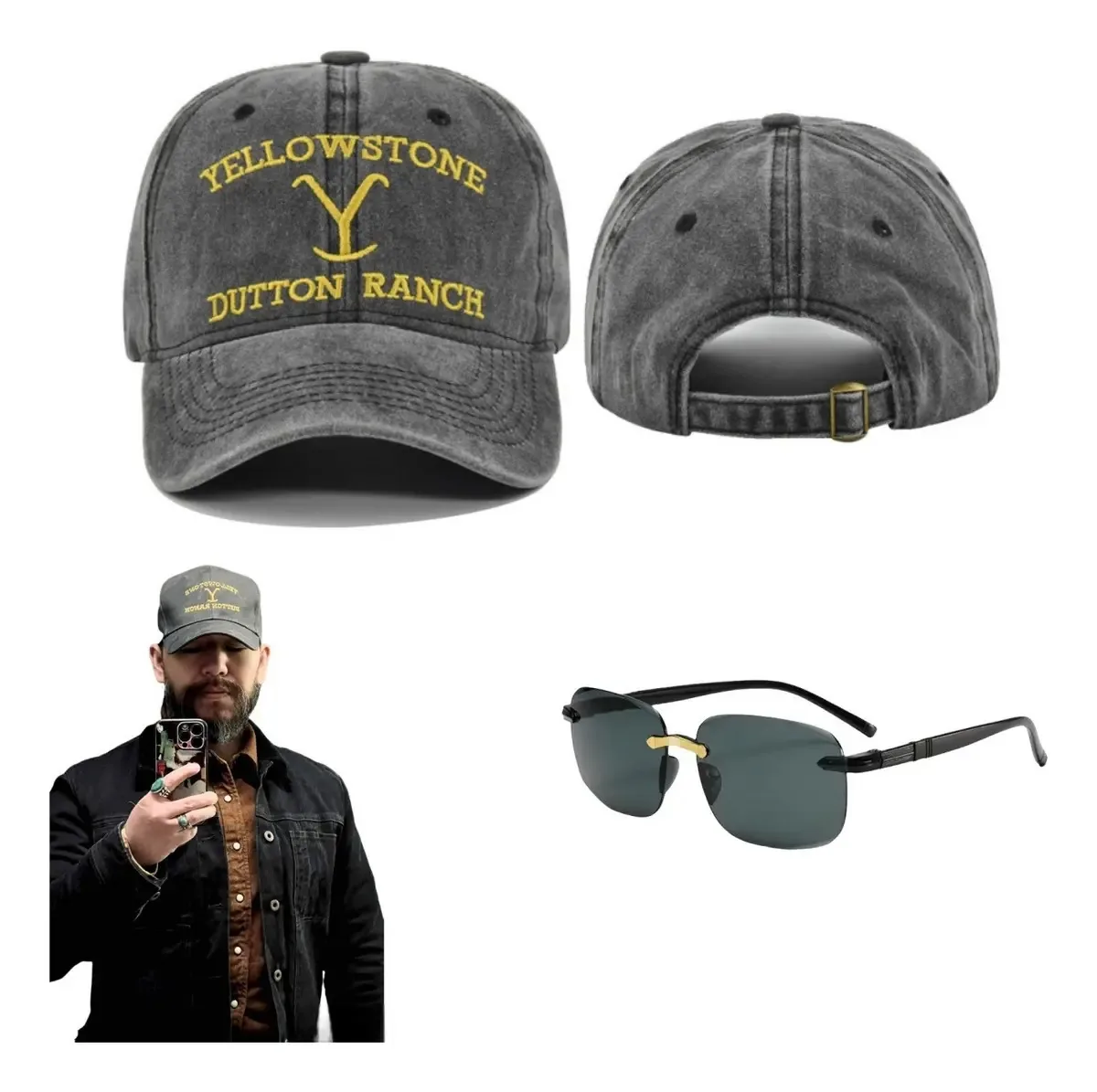 Chapéus jeans Yellowstone Snapback Chapéus jeans cinza claro tamanho adulto