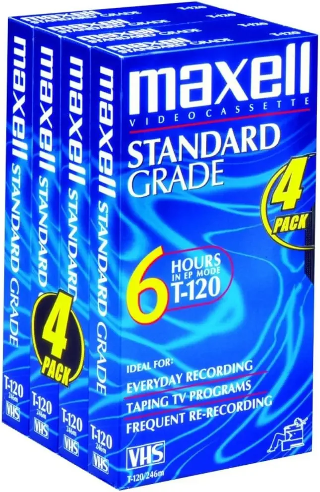 Pacote de fitas VHS Maxell Std-t-120 com 4, 1 pacote