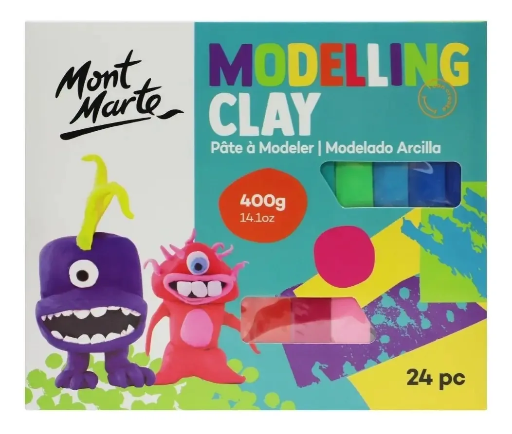Conjunto de 24 argilas coloridas para modelar Mont Marte
