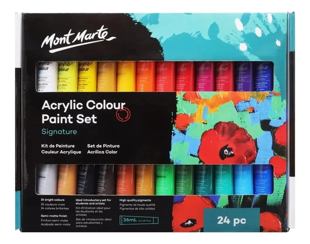 Conjunto de 24 tintas acrílicas Mont Marte Living Color