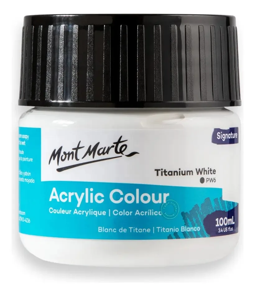 Pote branco de 100 ml para tintas acrílicas Mont Marte