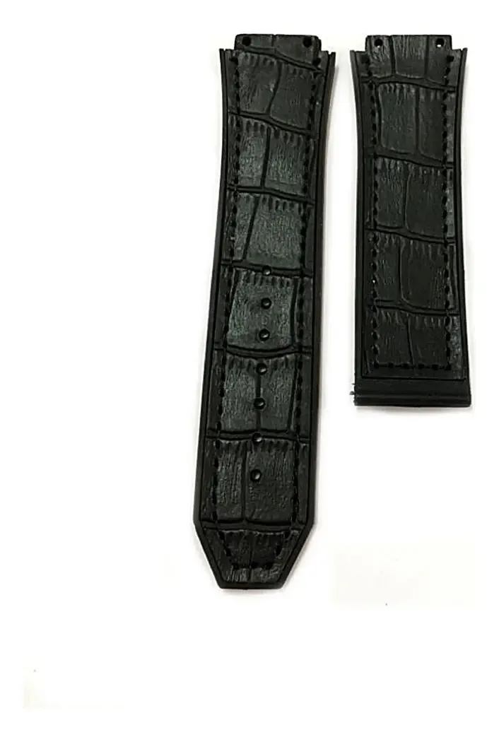 Pulseiras Para Hublot Big Bang Couro 25mm + Chave Cor Couro Preto