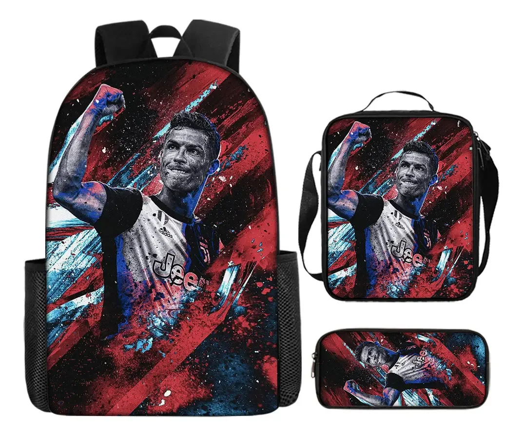 Conjunto de três mochilas escolares, Soccer Superstar Color D