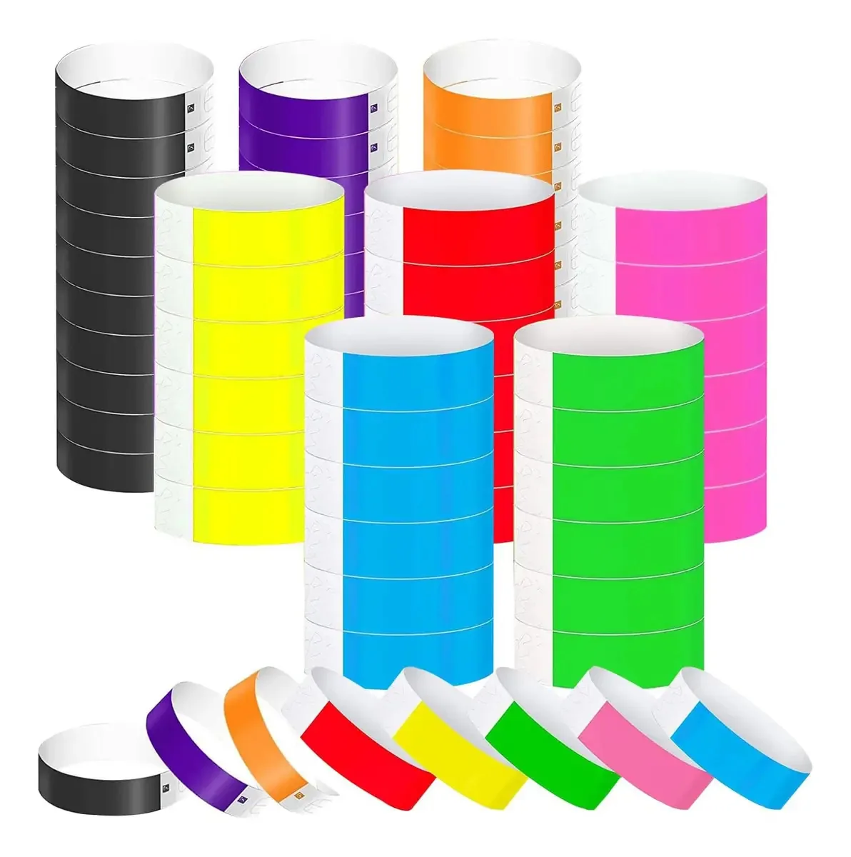 Pulseiras de papel colorido de 800 peças, pulseiras impermeáveis de 8 cores para eventos, pulseiras de identificação de néon, pulseiras de identificação de festas, pulseiras, eventos, festas, shows