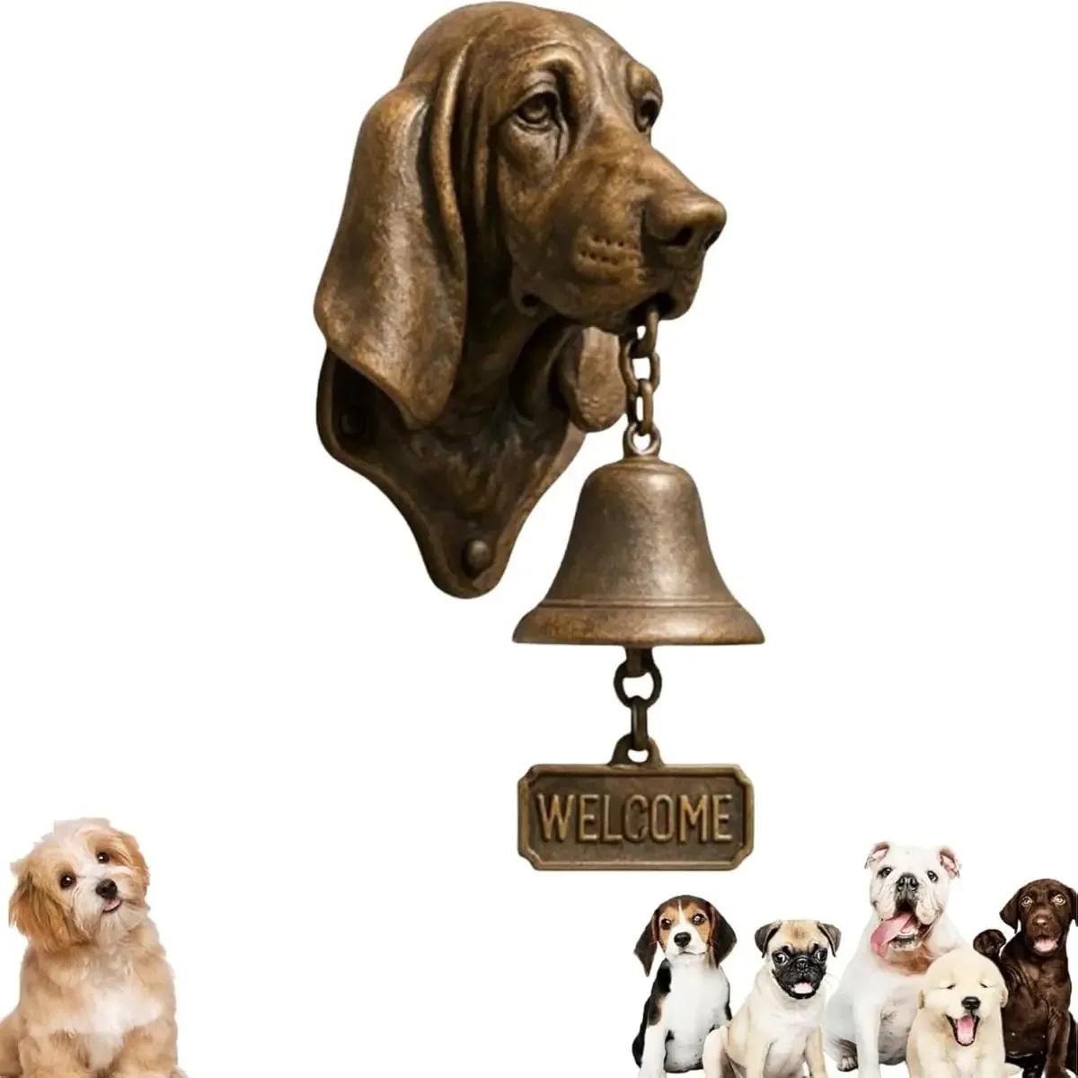 Campainhas 2025, sinos de boas-vindas com motivos caninos Color Basset Hound